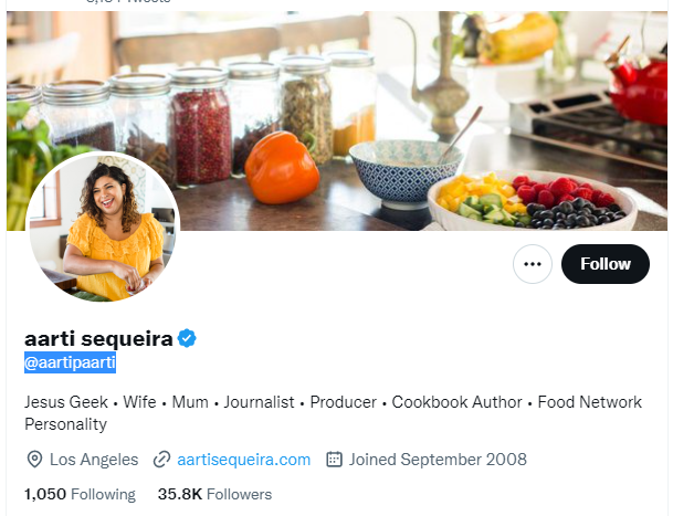 Aarti Sequeira Twitter Profile Screenshot