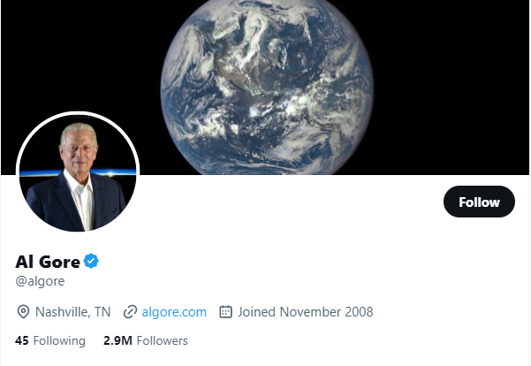 Al Gore Twitter Profile Screenshot