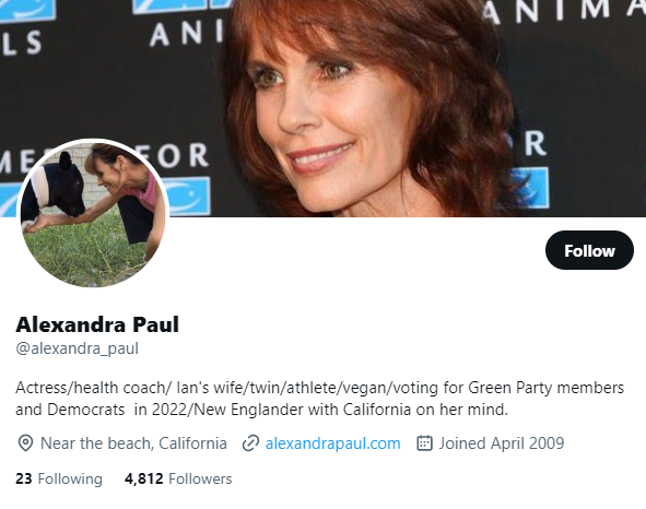 Alexandra Paul Twitter Profile Screenshot