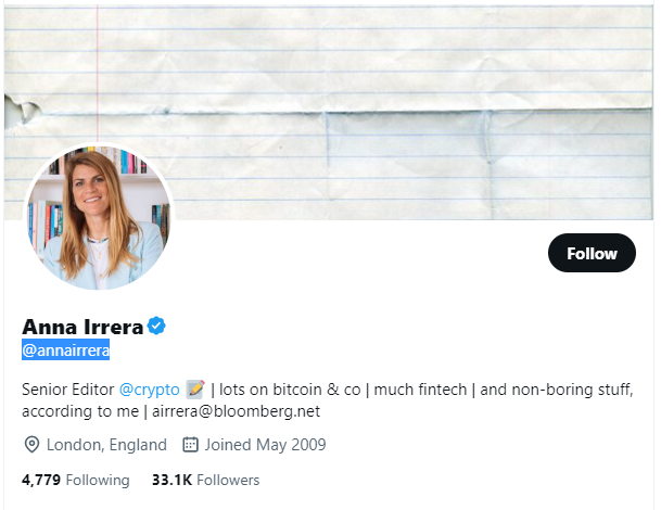 Anna Irrera Twitter Profile Screenshot