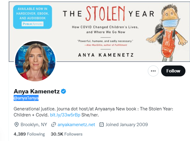 Anya Kamenetz Twitter Profile Screenshot