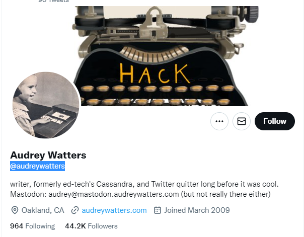 Audrey Watters Twitter Profile Screenshot