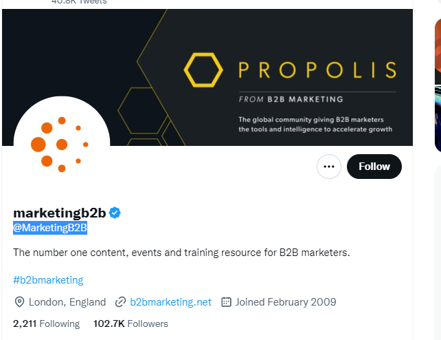B2B Marketing Twitter Profile Screenshot