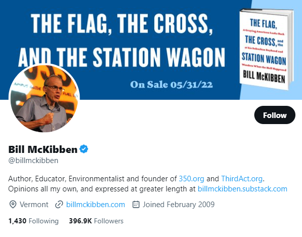 Bill McKibben Twitter Profile Screenshot1