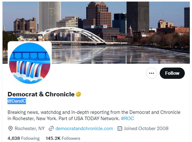 Democrat & Chronicle Twitter Profile Screenshot