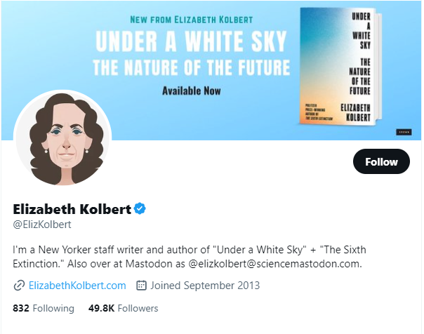 Elizabeth Kolbert Twitter Profile Screenshot