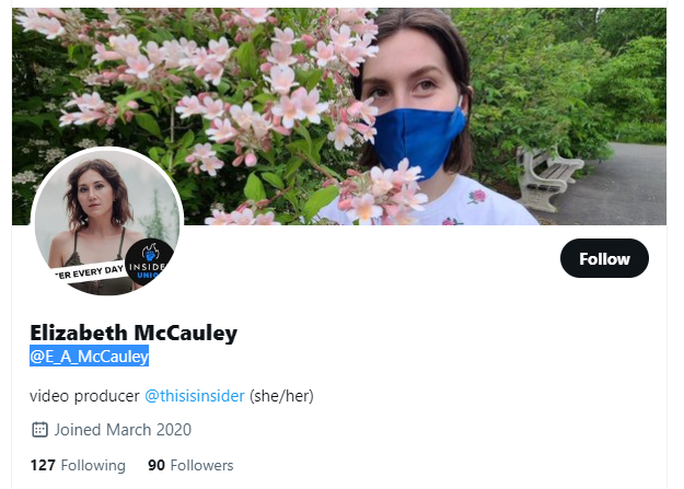 Elizabeth McCauley Twitter Profile Screenshot