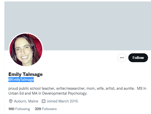 Emily Talmage Twitter Profile Screenshot