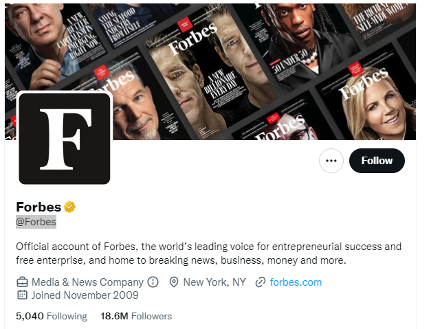 Forbes Twitter profile screenshot