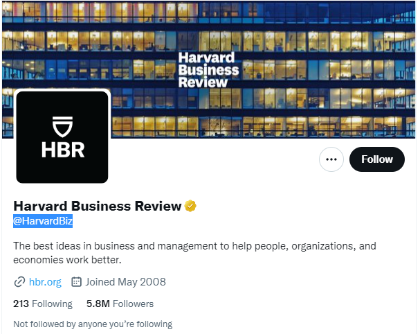 Harvard Business Review Twitter Profile Screenshot