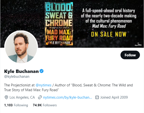 Kyle Buchanan Twitter Profile Screenshot