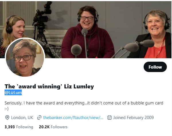 Liz Lumley Twitter Profile Screenshot