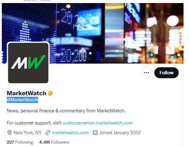Market Watch Twitter Profile Screenshot