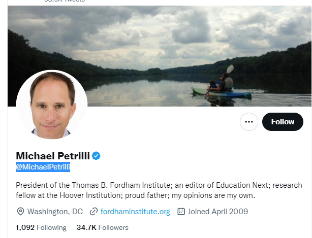 Michael Petrilli Twitter Profile Screenshoot