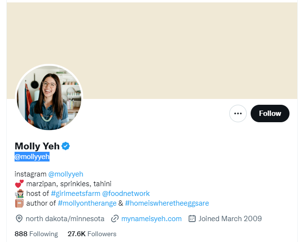 Molly Yeh Twitter Profile Screenshot