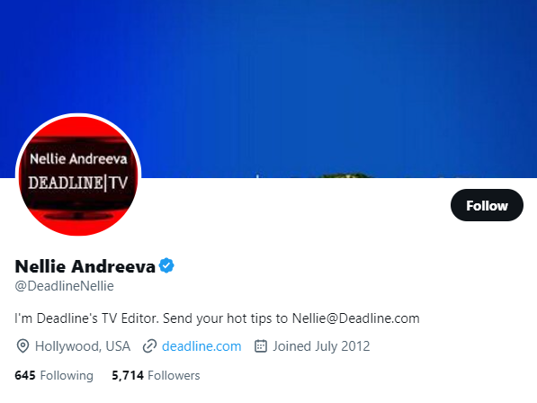 Nellie Andreeva Twitter Profile Screenshot