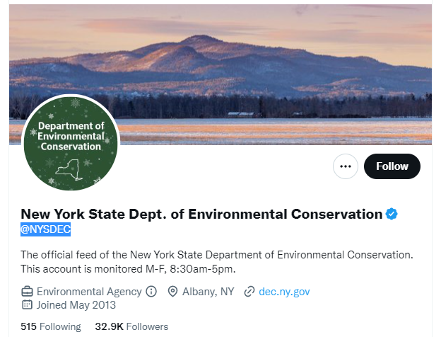New York State Conservationist Twitter Profile Screenshot