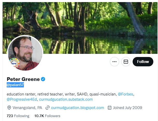 Peter Greene Twitter Profile Screenshot