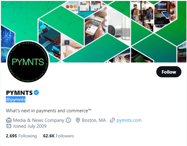 Pymnts.com Twitter Profile Screenshot