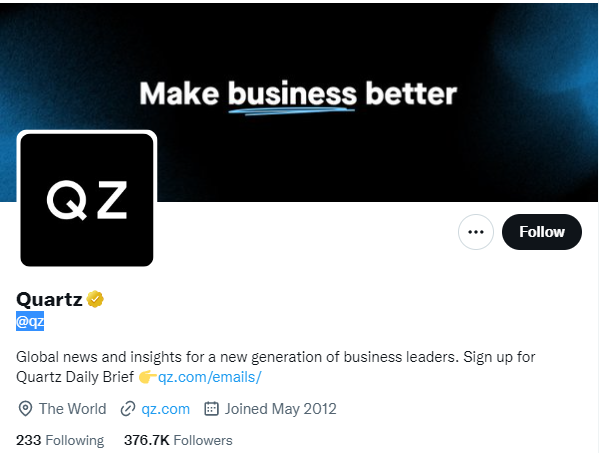 Quartz Twitter Profile Screenshot
