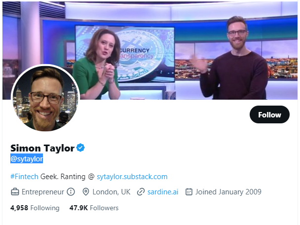 Simon Taylor Twitter Profile Screenshot