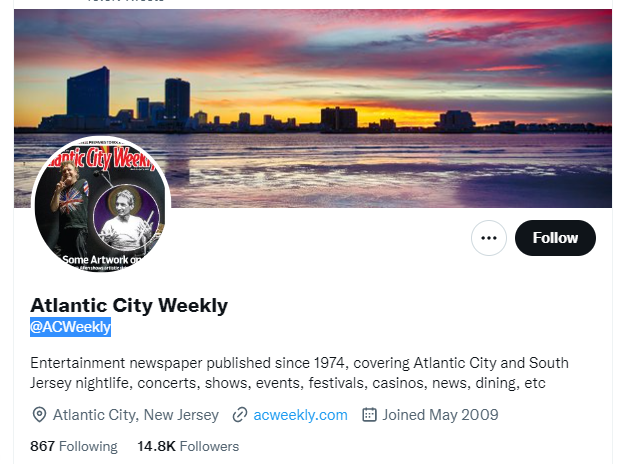 The Atlantic City Weekly Twitter Profile Screenshot