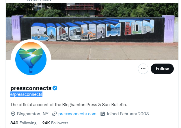 The Binghamton Press & Sun-Bulletin Twitter Profile Screenshot