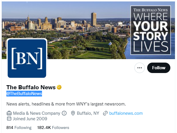 The Buffalo News Twitter Profile Screenshot