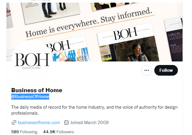 The Business of Home Twitter Profile Screenshot