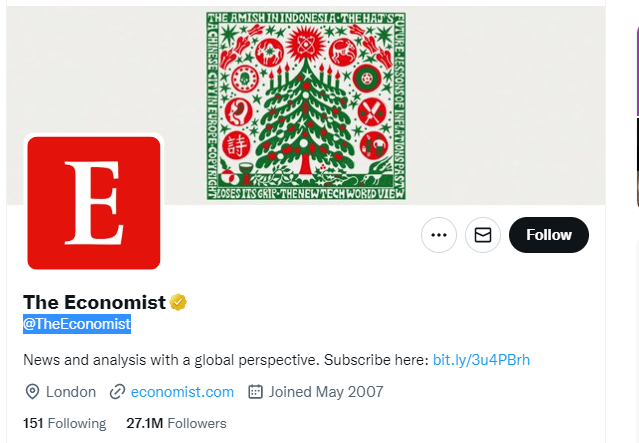 The Economist Twitter Profile Screenshot