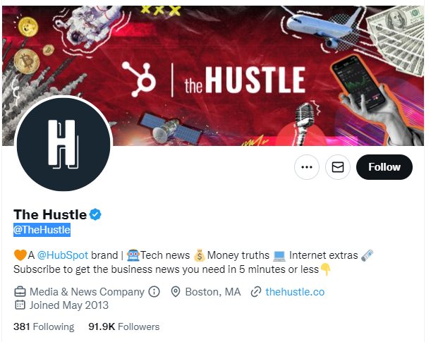 The Hustle Twitter Profile Screenshot