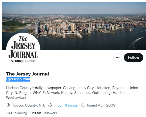 The Jersey Journal Twitter Profile Screenshot