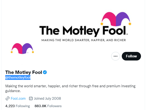 The Motley Fool Twitter Profile Screenshot