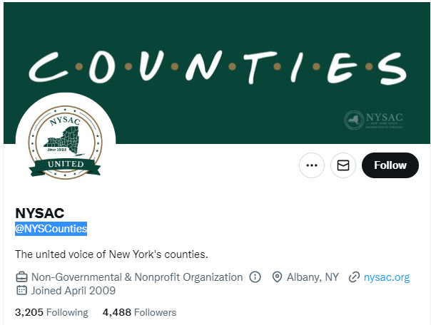 The New York State Association of Counties Twitter Profile Screenshot