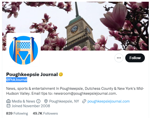 The Poughkeepsie Journal Twitter Profile Screenshot