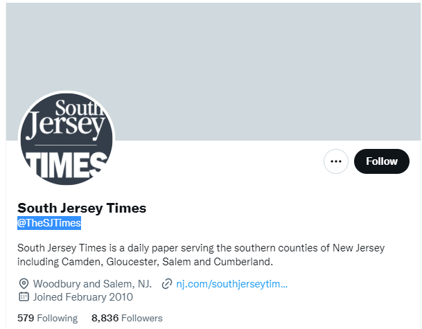 The South Jersey Times Twitter Profile Screenshot