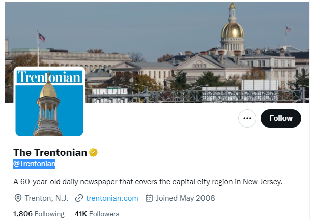 The Trentonian Twitter Profile Screenshot