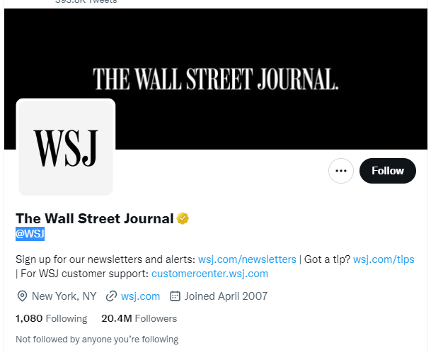 The Wall Street Journal Twitter profile screenshot