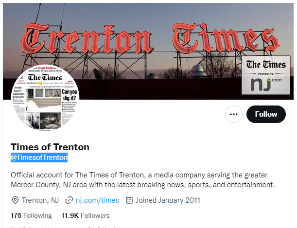 Times of Trenton Twitter Profile Screenshot