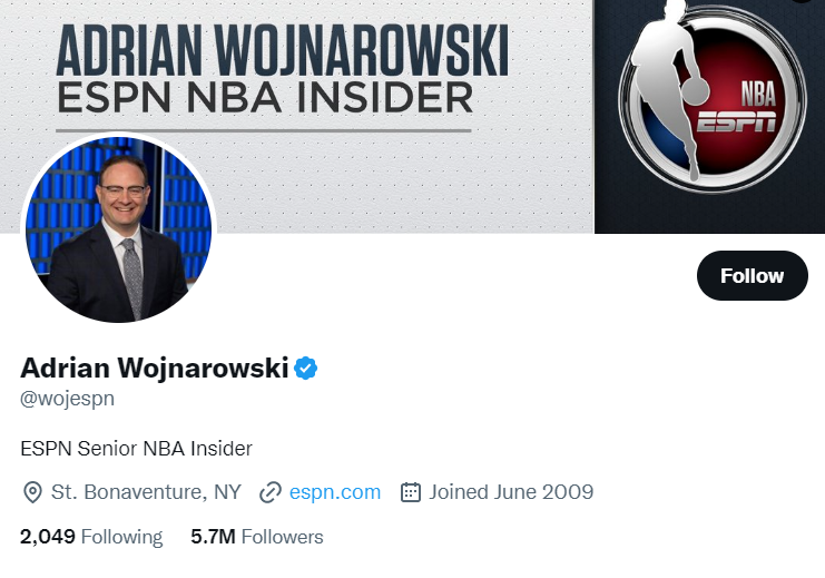 adrian wojnarowski twitter profile screenshot