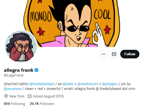 allegra frank twitter profile screenshot