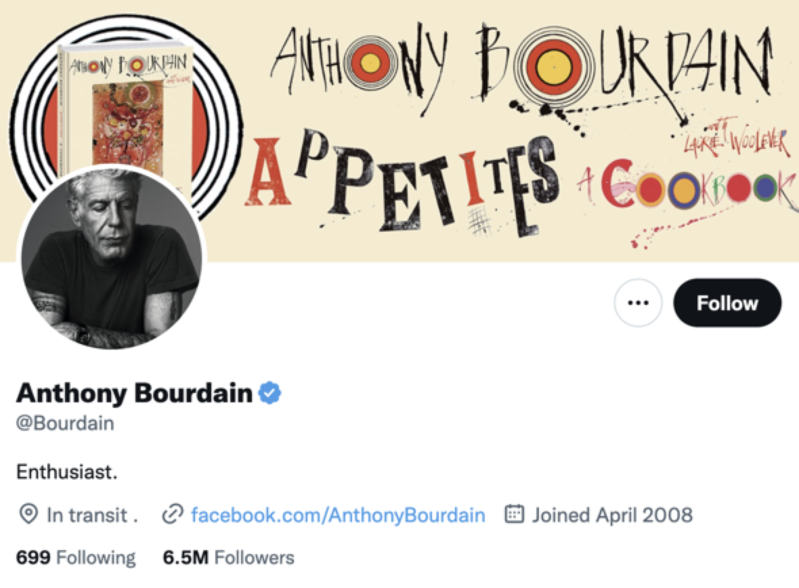anthony bourdain twitter profile screenshot