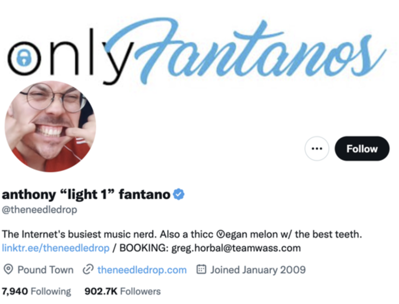 anthony fantano twitter profile screenshot