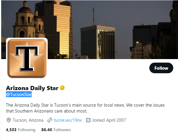 arizona daily star twitter profile screenshot
