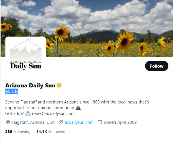 arizona daily sun twitter profile screenshot