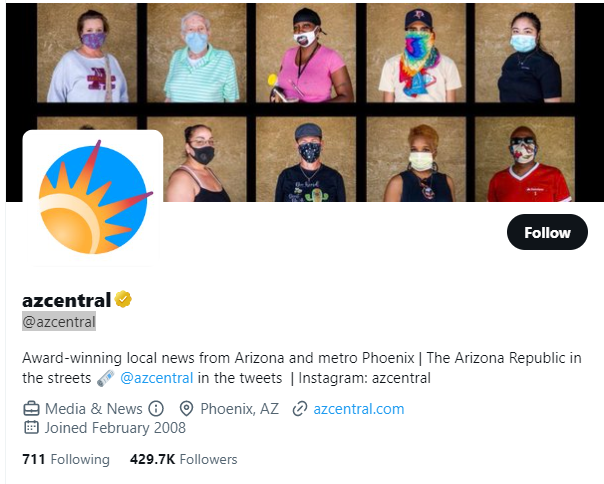 azcentral twitter profile screenshot