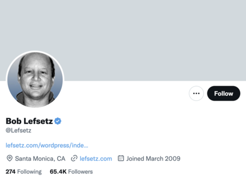 bob lefsetz twitter profile screenshot