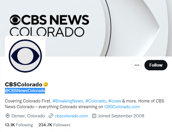 cbs colorado twitter profile screenshot
