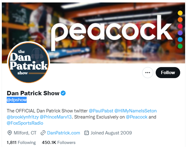dan patrick twitter profile screenshot