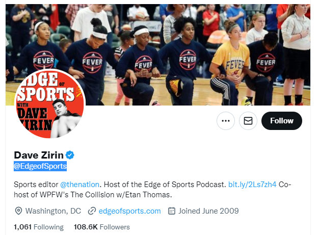 dave zirin twitter profile screenshot